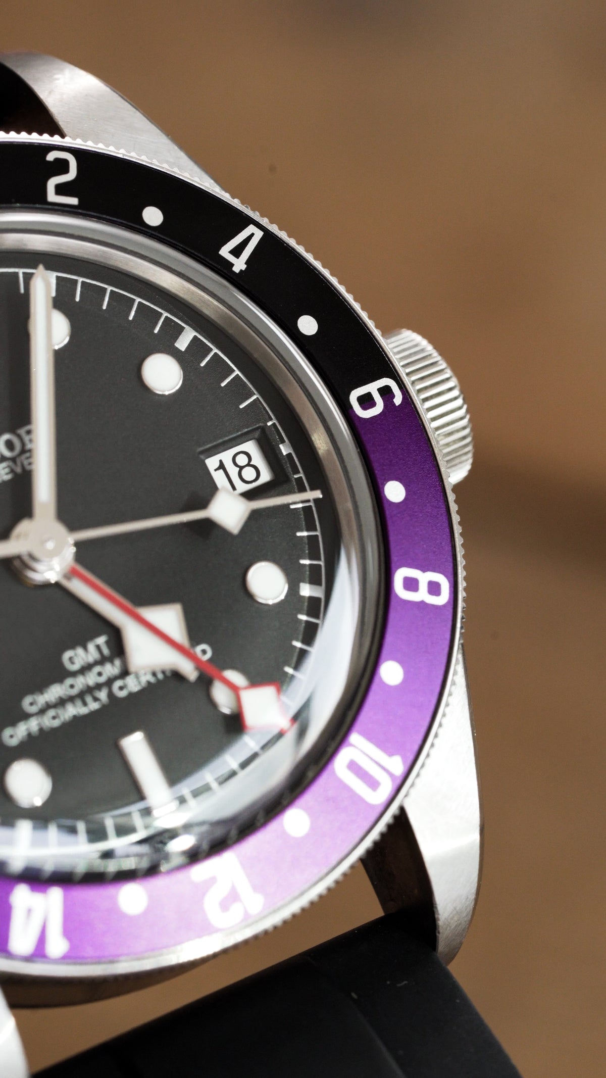 "Eclipse" Black & Purple Precision GMT Bezel